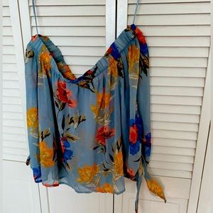 Off the shoulder chiffon floral top